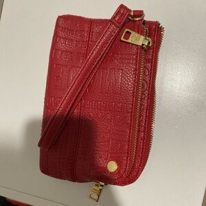 Red Embossed Leather Women's Bag